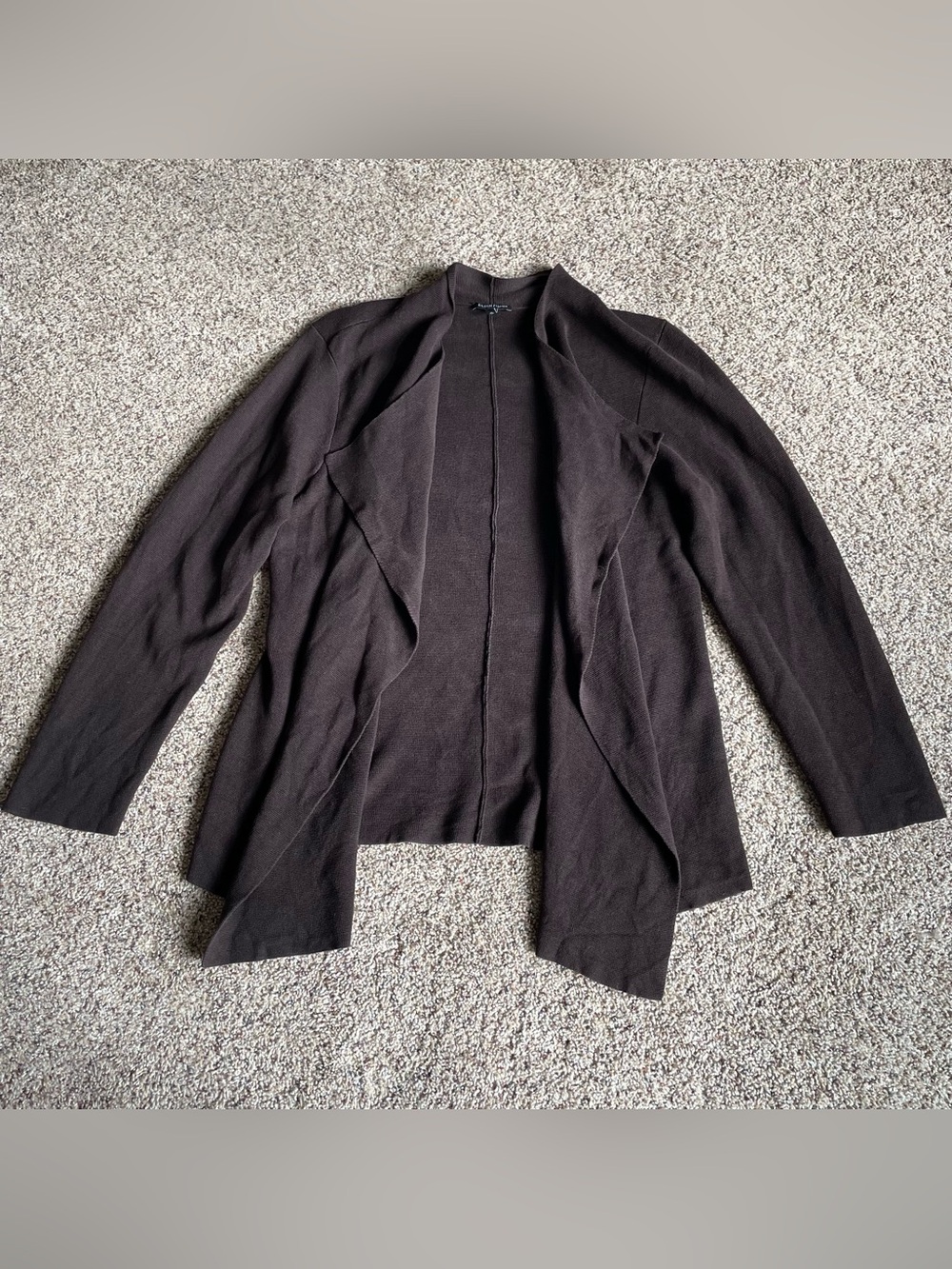 Eileen Fisher Silk Cotton Interlock Knit Draped Cardigan Size XL Chocolate Brown